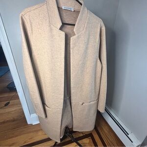 Chic Beige Open Front Coat